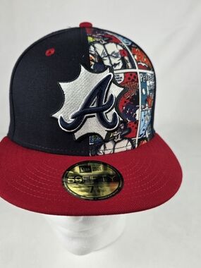 Atlanta Braves New Era 59FIFTY Comic Panel Fitted Hat - Navy & Red